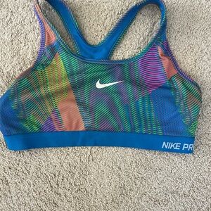 Nike Pro Women's Blue and Multicolor Sports Bra